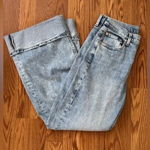 High-rise cuffed wide leg jeans
